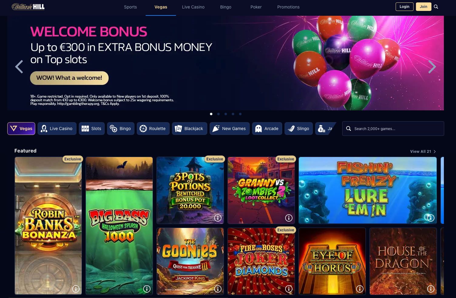 William Hill homepage