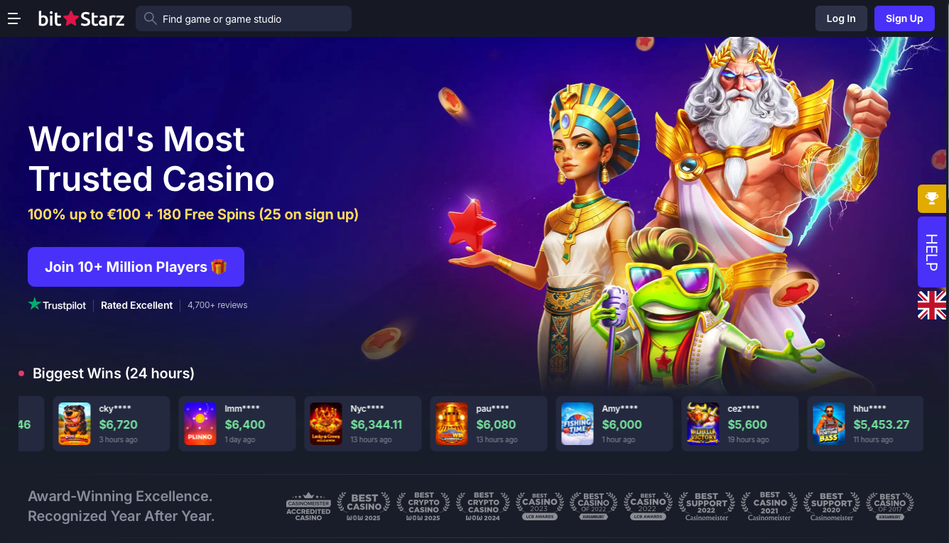 Bitstarz Casino homepage