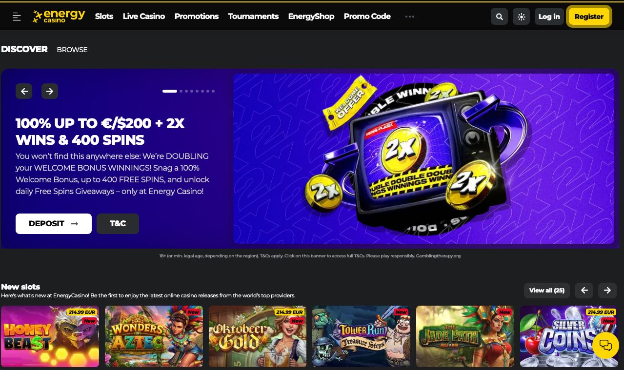 EnergyCasino homepage