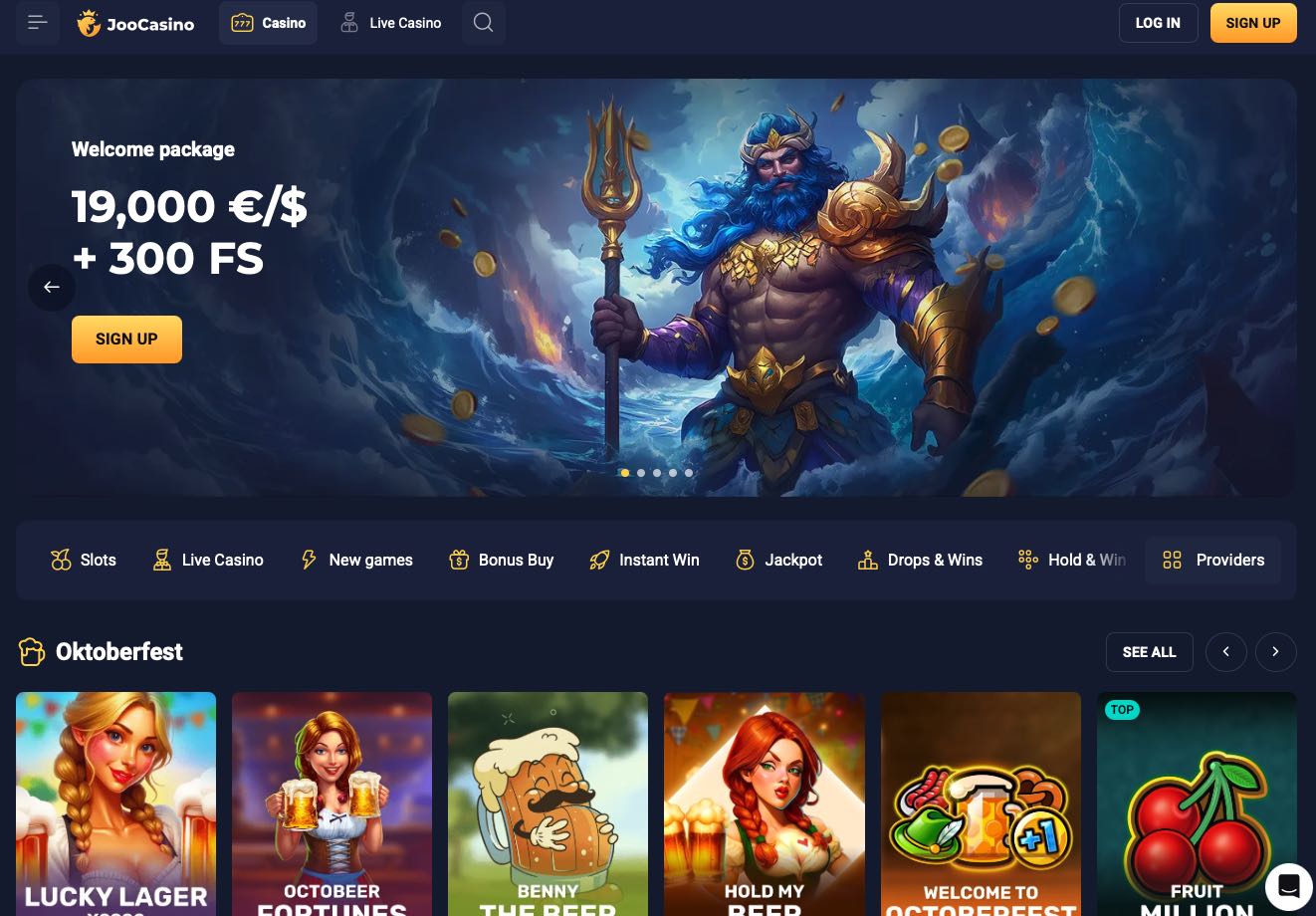 Joo Casino homepage